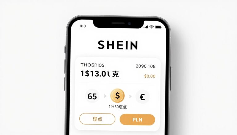 Aplikacja SHEIN pokazująca wartość 1 punktu w złotówkach