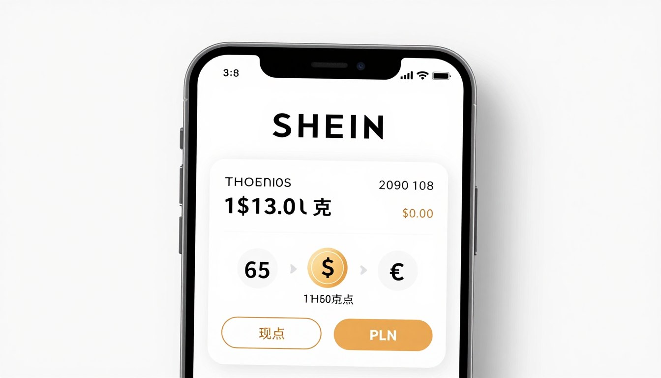 Aplikacja SHEIN pokazująca wartość 1 punktu w złotówkach