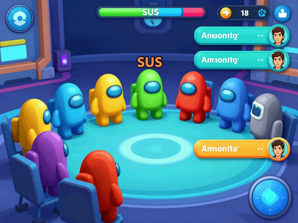 Co to znaczy SUS - grafika pokazująca ekran z gry Among Us z zaznaczonym podejrzanym graczem