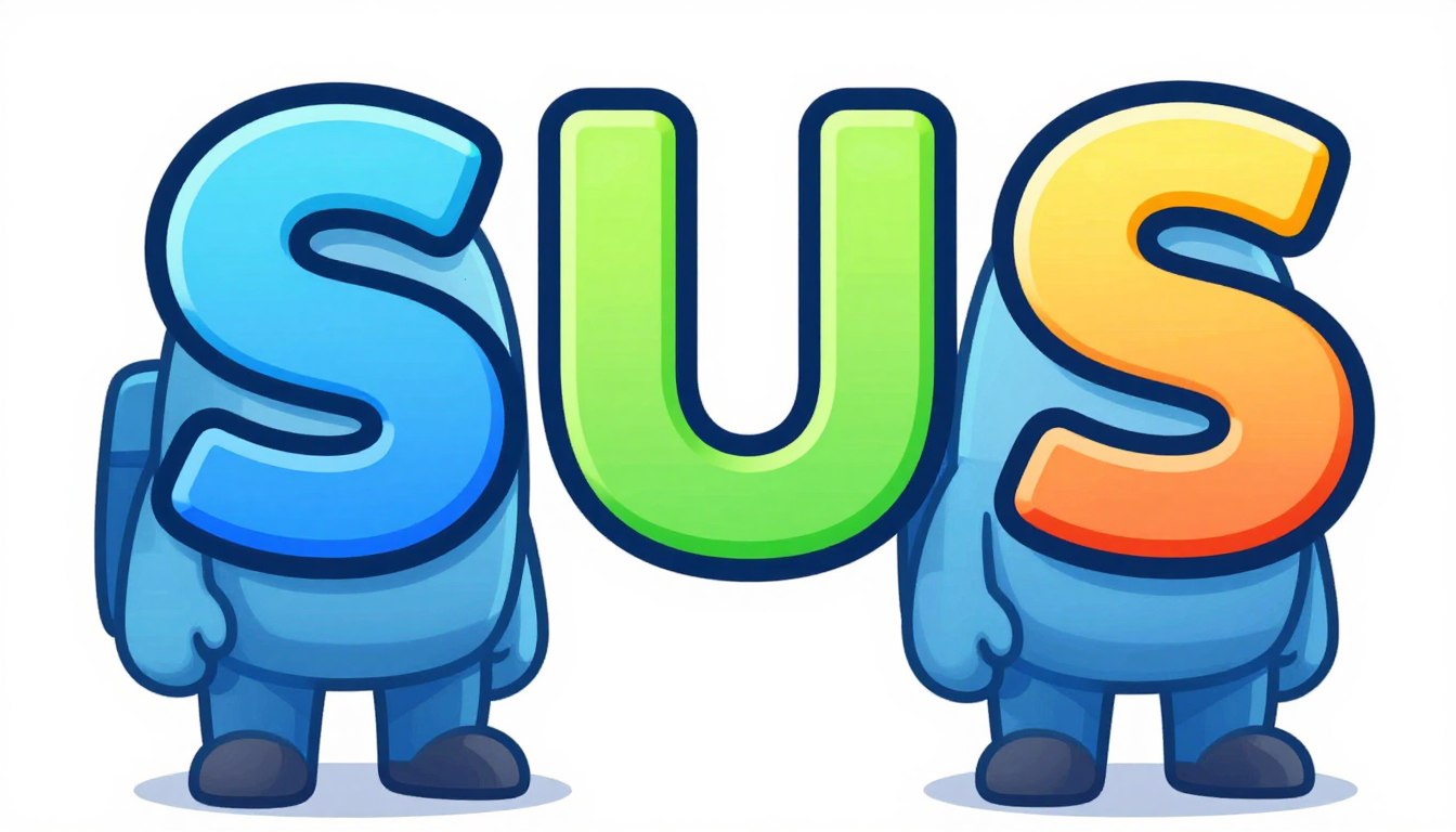 Co to znaczy SUS - grafika przedstawiająca postać z gry Among Us z napisem SUS