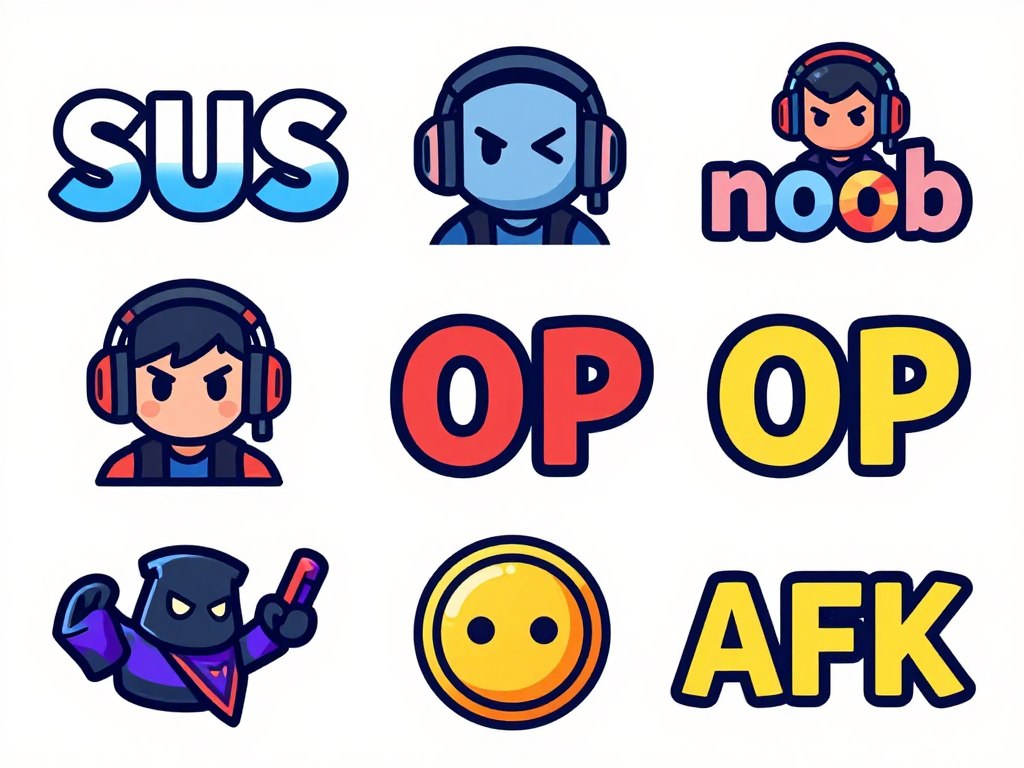 Co to znaczy SUS - grafika przedstawiająca różne terminy slangowe pochodzące z gier