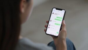 Kobieta odwrócona plecami do telefonu symbolizująca strategię zniknij facetowi