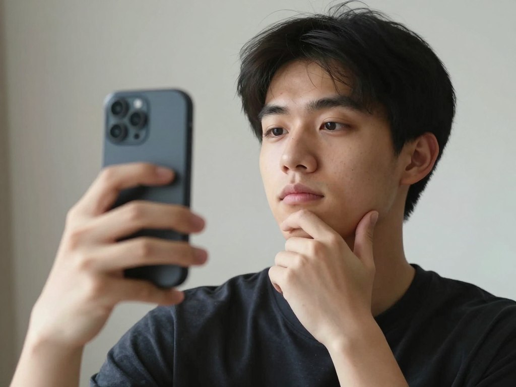 Mężczyzna robiący selfie telefonem, kiedy facet wysyła swoje zdjęcia