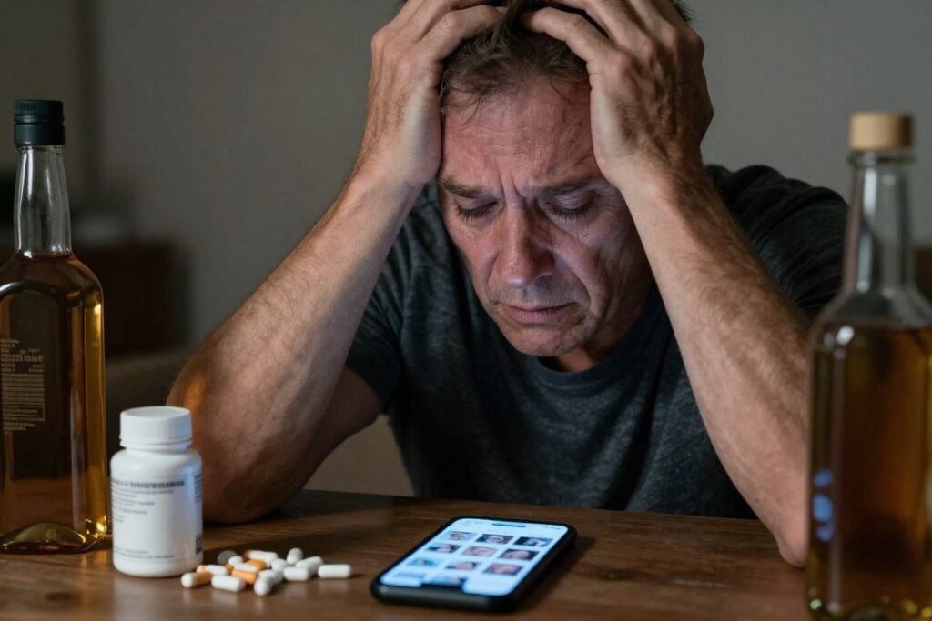 Narcyz z objawami stresu i problemów zdrowotnych - jak kończy narcyz z uzależnieniami