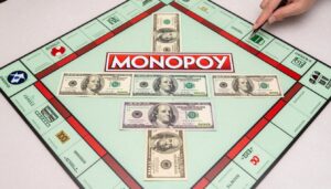 Oficjalne rozdanie pieniędzy w grze Monopoly - 1500 dolarów w różnych nominałach banknotów