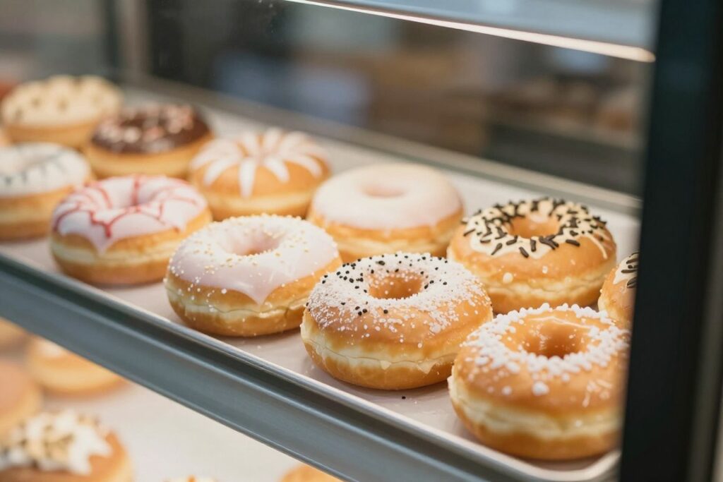 Pączki na wystawie cukierni widziane we śnie - sennik pączki widzieć