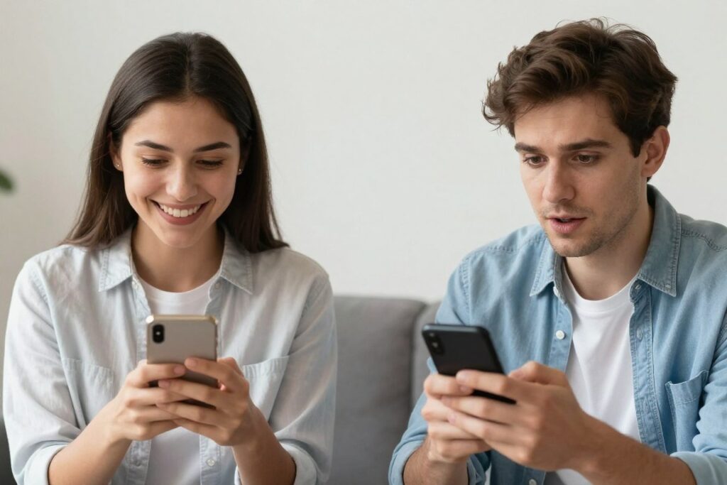 Para wymieniająca wiadomości tekstowe, co napisać facetowi, żeby oszalał