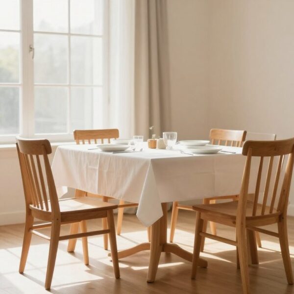 Sennik stół - drewniany stół w centrum jasnego pokoju symbolizujący centrum życia rodzinnego