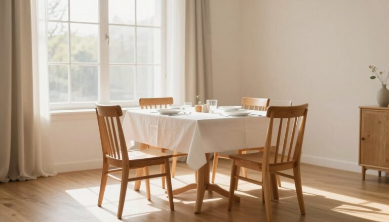 Sennik stół - drewniany stół w centrum jasnego pokoju symbolizujący centrum życia rodzinnego