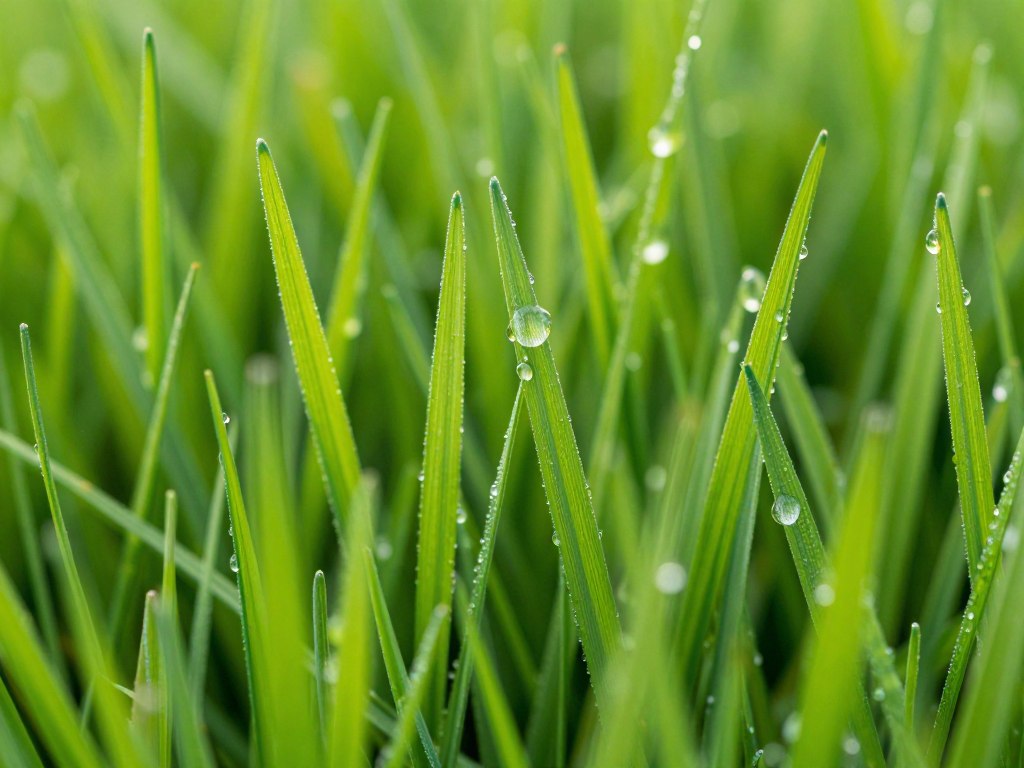 Soczysta zielona trawa z kroplami rosy symbolizująca zdrowie i dobrobyt w sennikach