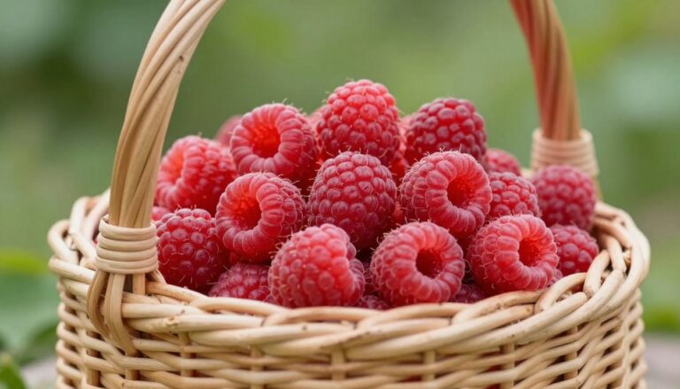 Soczyste czerwone maliny w koszyku symbolizujące znaczenie w senniku