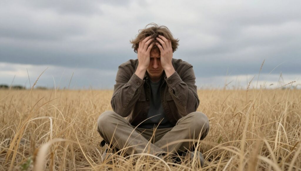 Sucha, żółta trawa symbolizująca trudności i zmartwienia w interpretacji snów