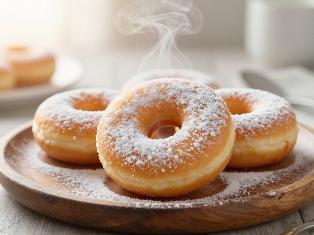 Świeże pączki posypane cukrem pudrem - sennik pączki świeże