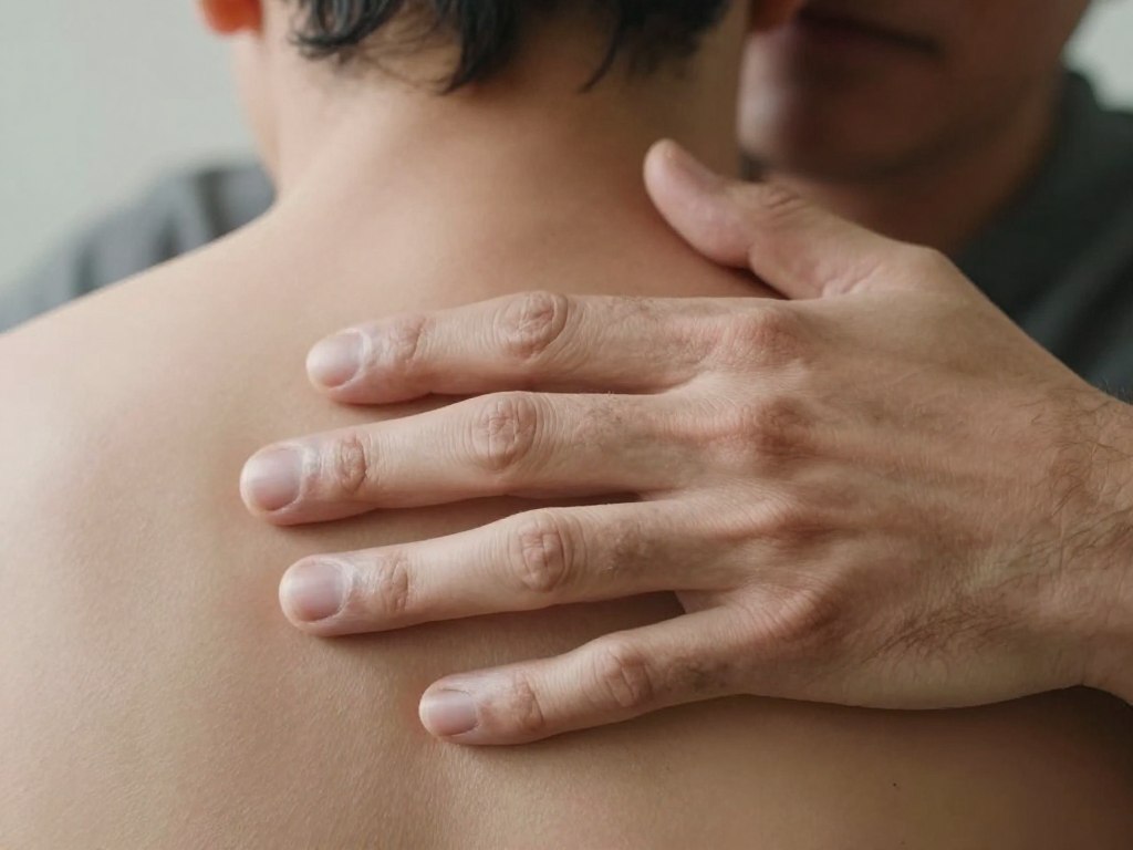 Zbliżenie na dłonie zakochanego mężczyzny podczas przytulania, pokazujące położenie rąk Zbliżenie na dłonie zakochanego mężczyzny podczas przytulania, pokazujące położenie rąk